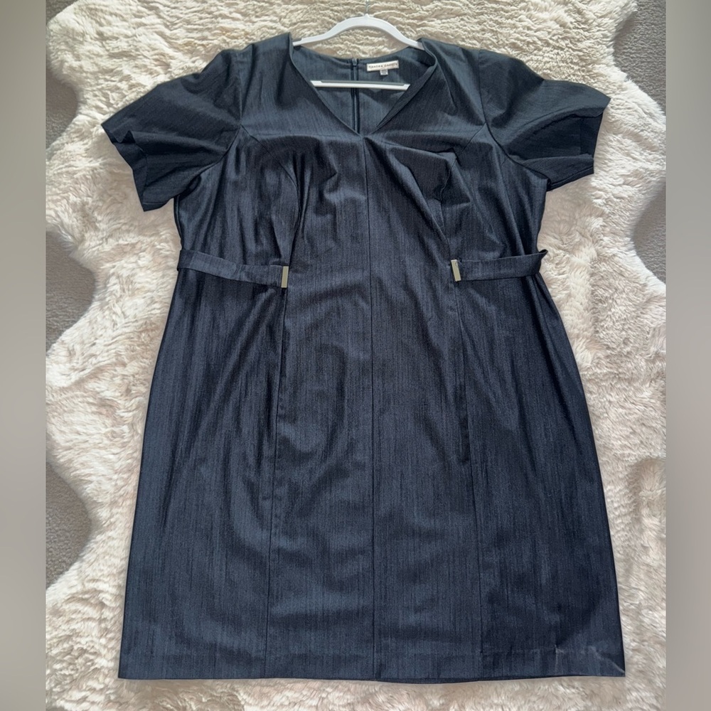 Blue Jean/Linen-like Knee Length Dress